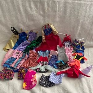 Barbie Doll Clothing Lot - Mixed Colors Assorted Dresses & Outfits